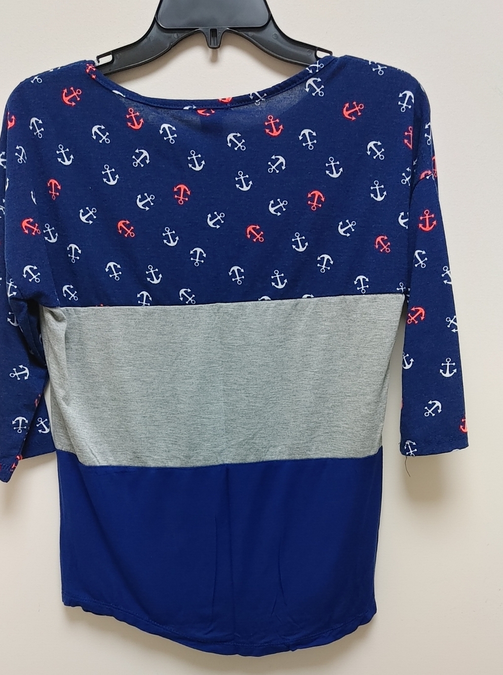 Rue21 Navy, Gray & Red Anchor Colorblock Pocket Tee Womens Size Small Y2K Casual - Picture 4 of 4